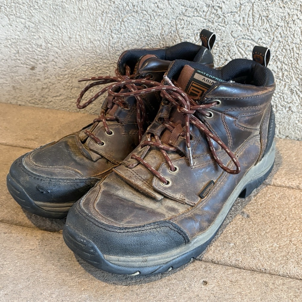 Ariat Terrain H2O Waterproof Hiking Boots Mens 10D Brown Leather Outdoor Trail